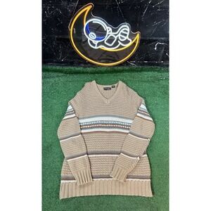 Christopher by Forum Oversized Tan/Brown Cable Knit Sweater Womens Size Large LG
